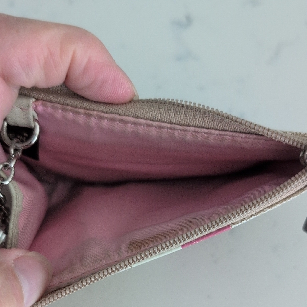 Coach Metallic Card Holder with Pink and White Stripes - Picture 4 of 6